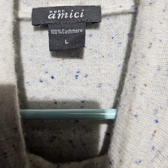 Pure Amici 100% Cashmere Elegant Cream Sweater EUC 25 PTP Large - Picture 2 of 3